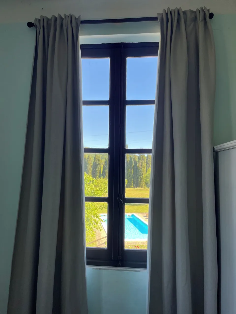 View over the pool and greenery